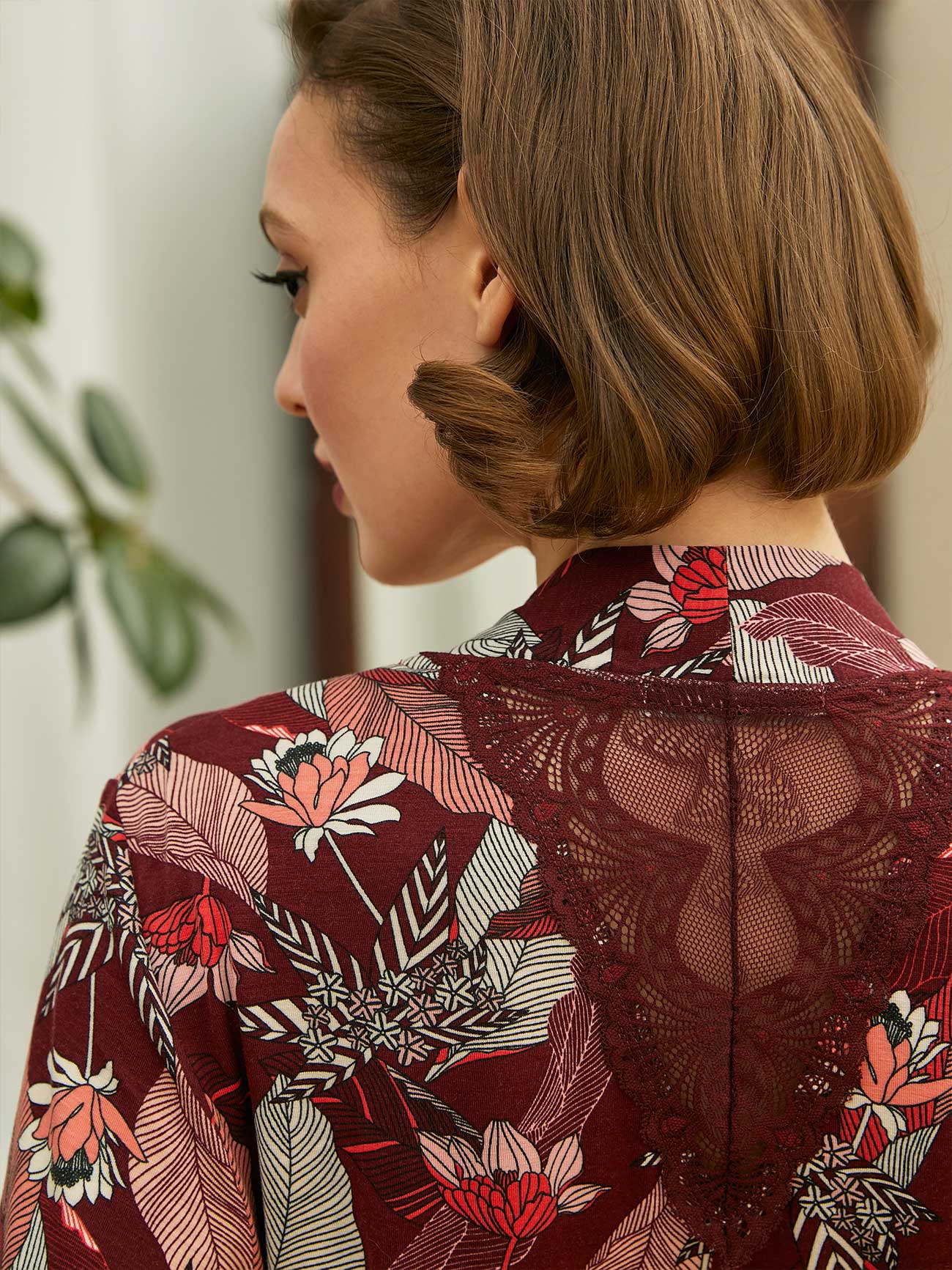 Халат Chinoiserie Винный Цветы, Mia Cara 4