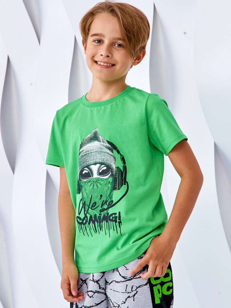 Футболка "MAKE CONTACT", лайм, Juno 5