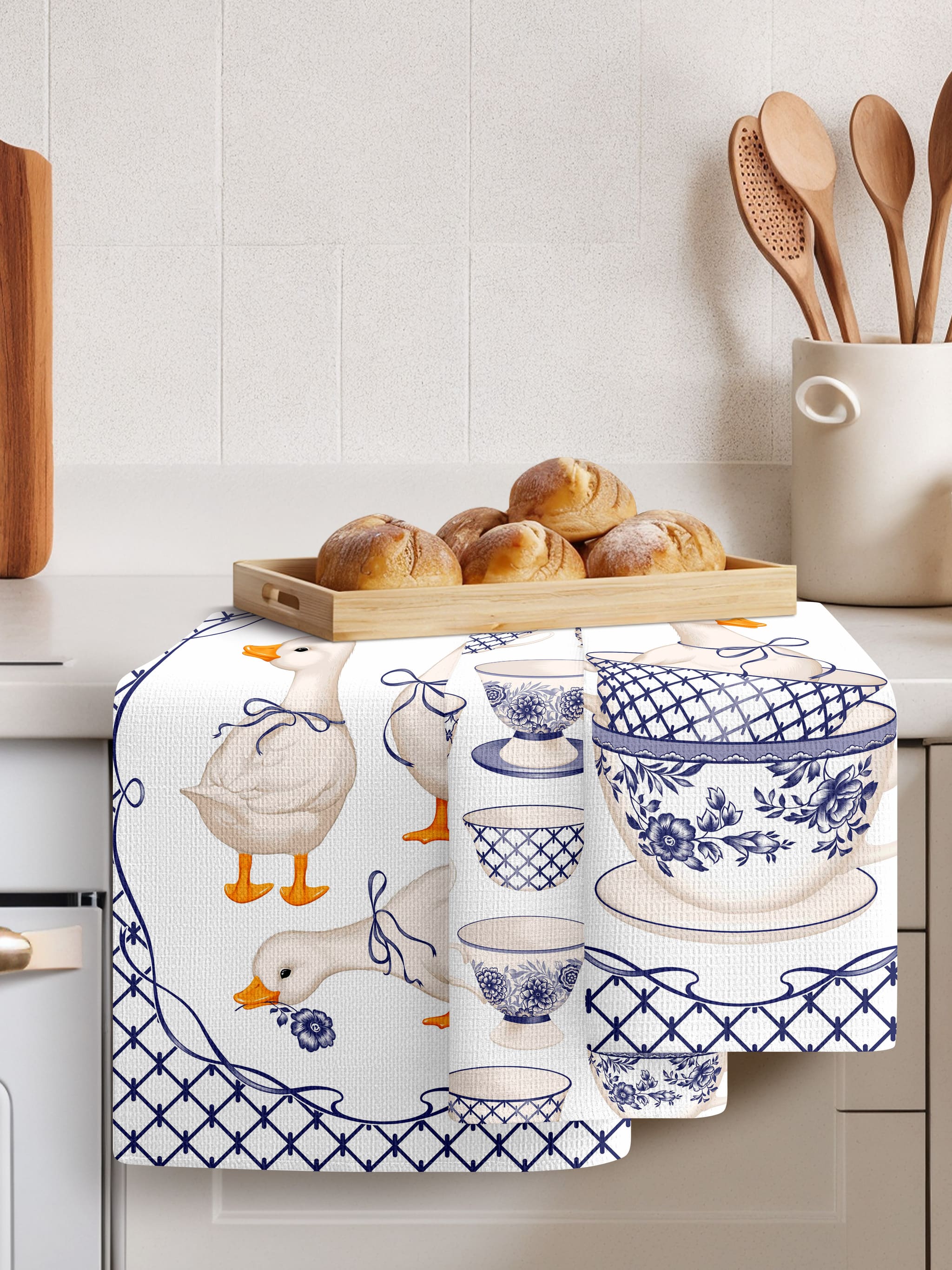 Комплект полотенец Унисон Гуси гжельские 2