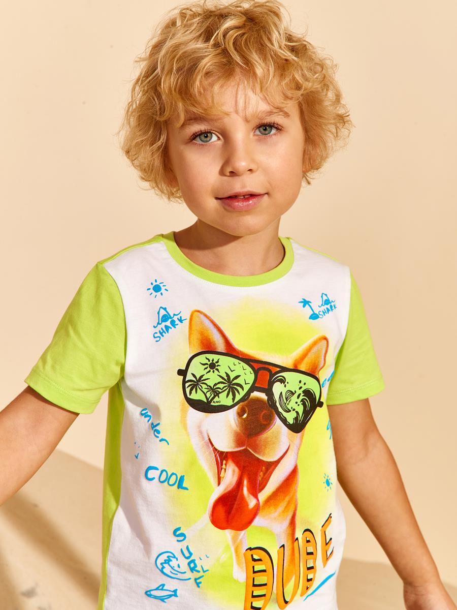 Футболка "SHARK SURFING", лайм, Juno 1