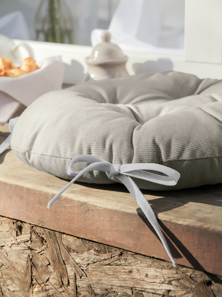 Подушка на стул с тафтингом круглая "Basic", бежевый, Унисон 2