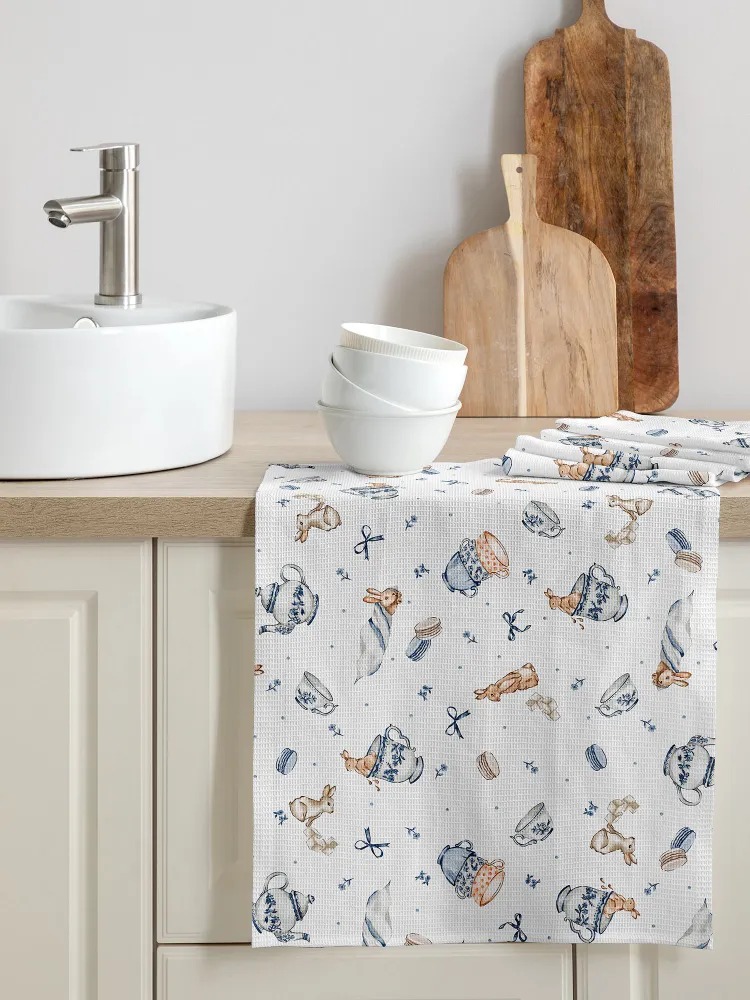 Комплект вафельных полотенец "Зайчики", Mia Cara 1