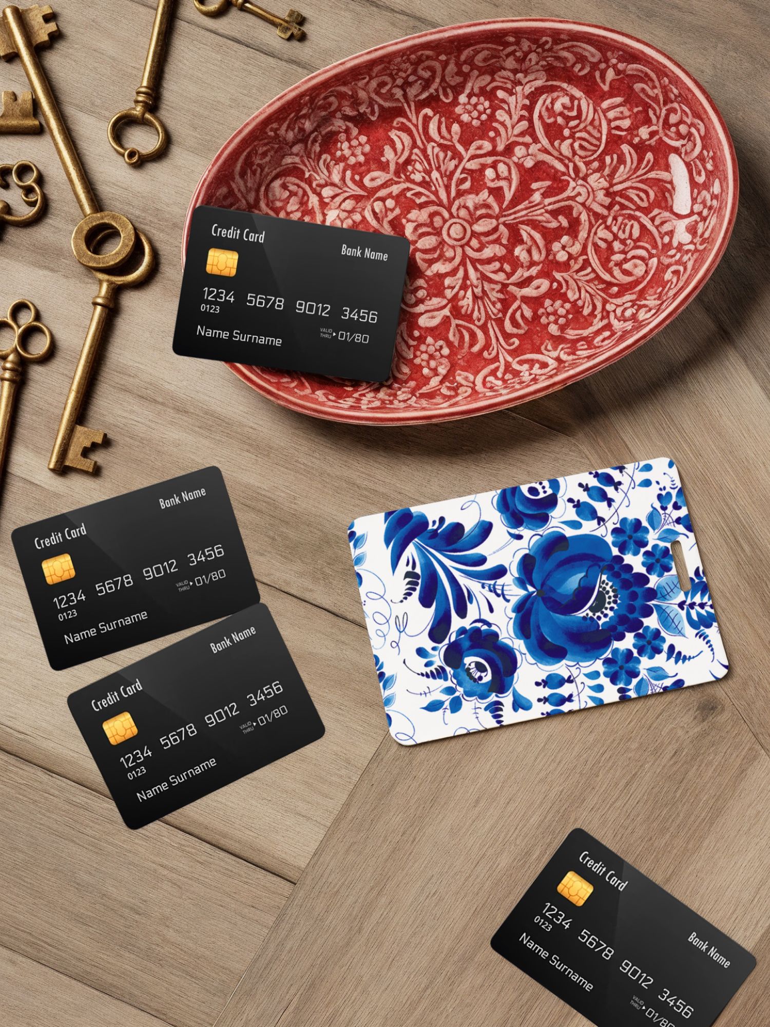 Чехол для карт Crazy Getup Гжель  2