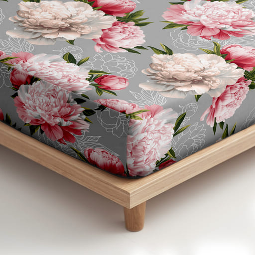 Простыня на резинке Унисон Прикосновение пиона 0