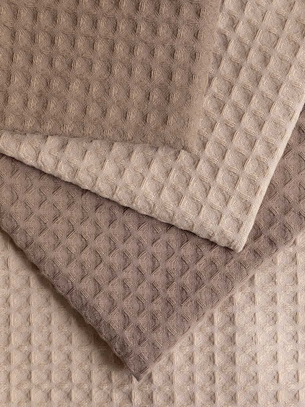 Комплект вафельных полотенец, кремовый/капучино, Mia Cara 3