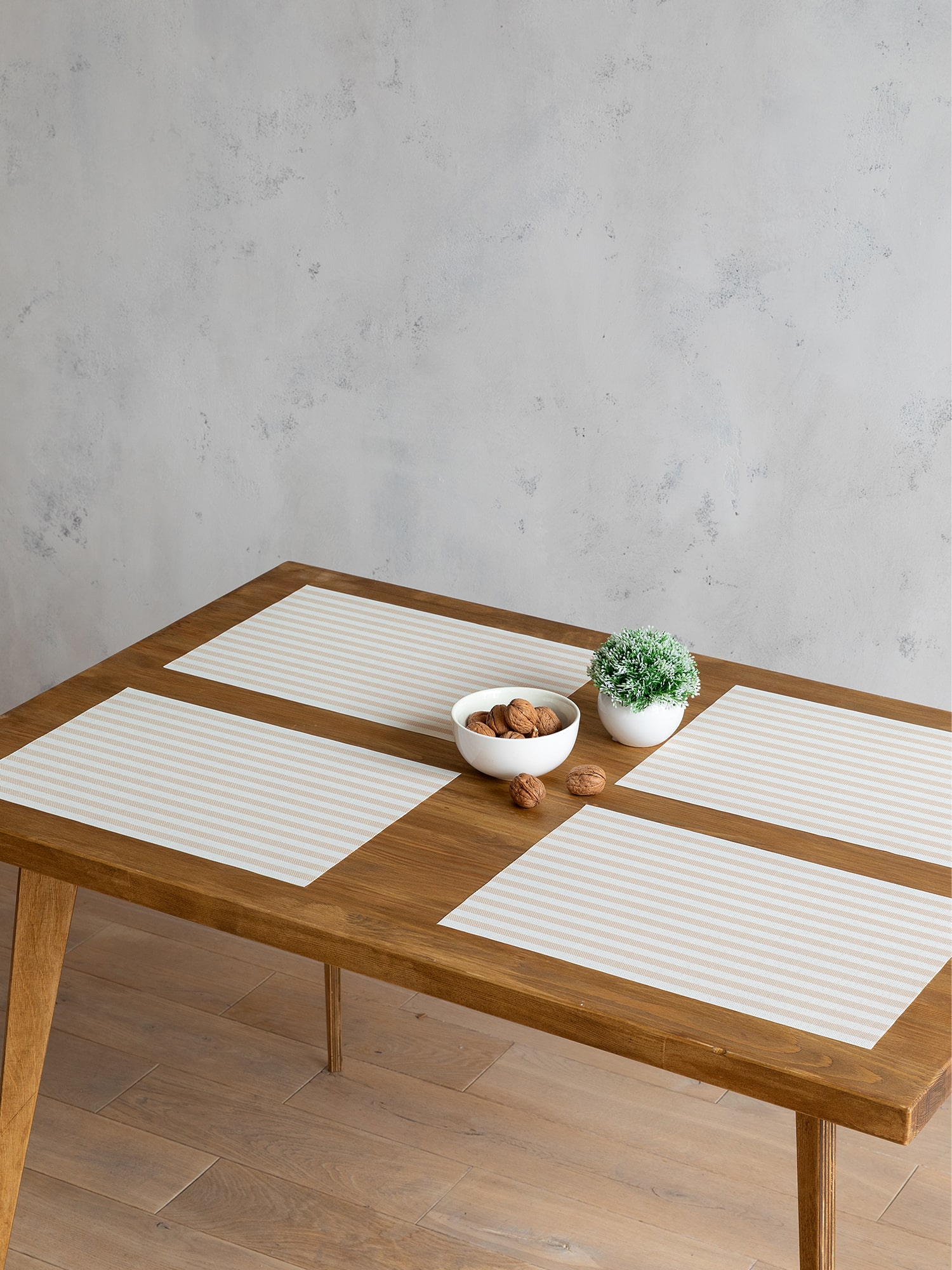 Комплект плейсматов плетеных "Унисон" Basic stripe beige 45х30 (4 шт.) 0