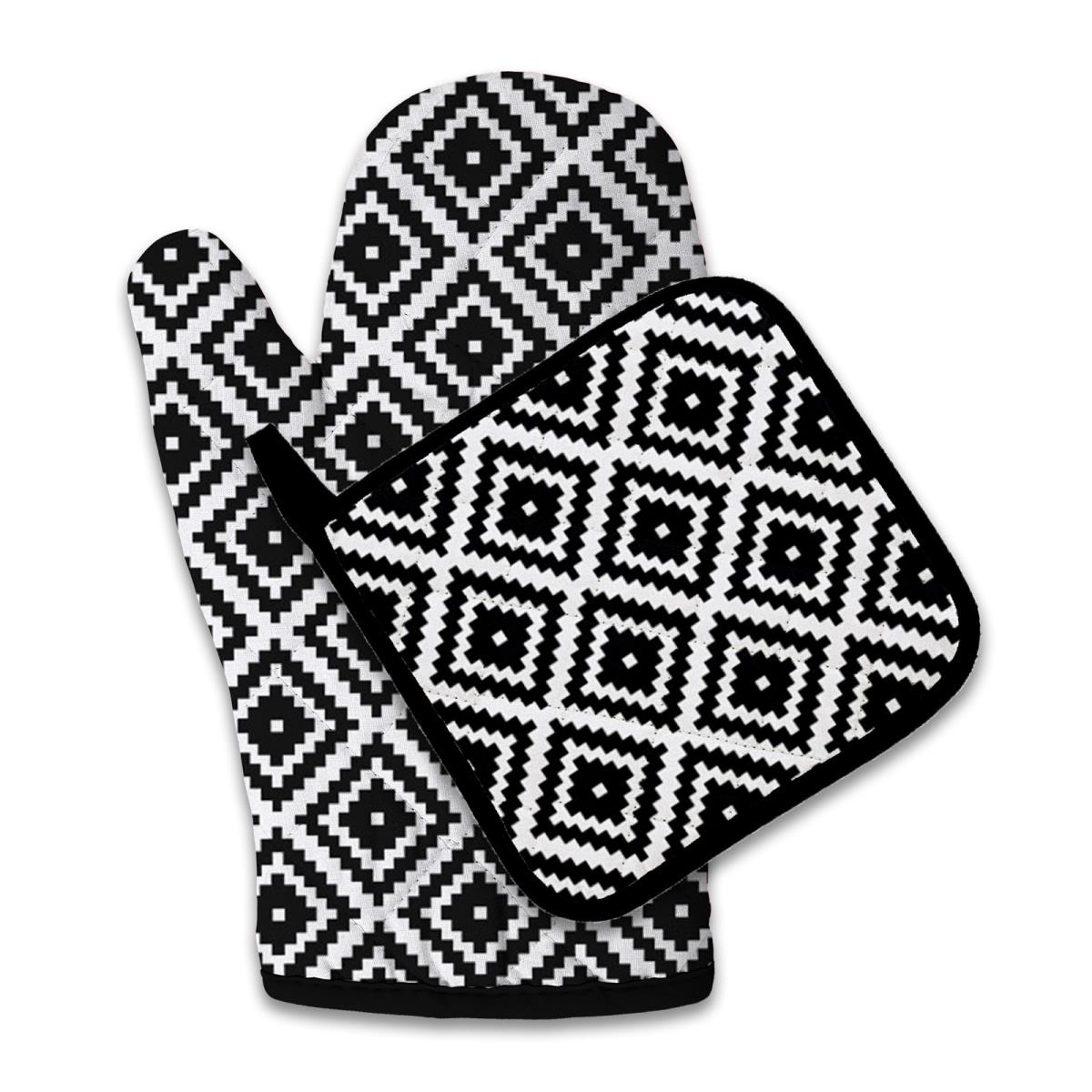 Комплект кухонный Fine Line Ромбы черно-белые 1