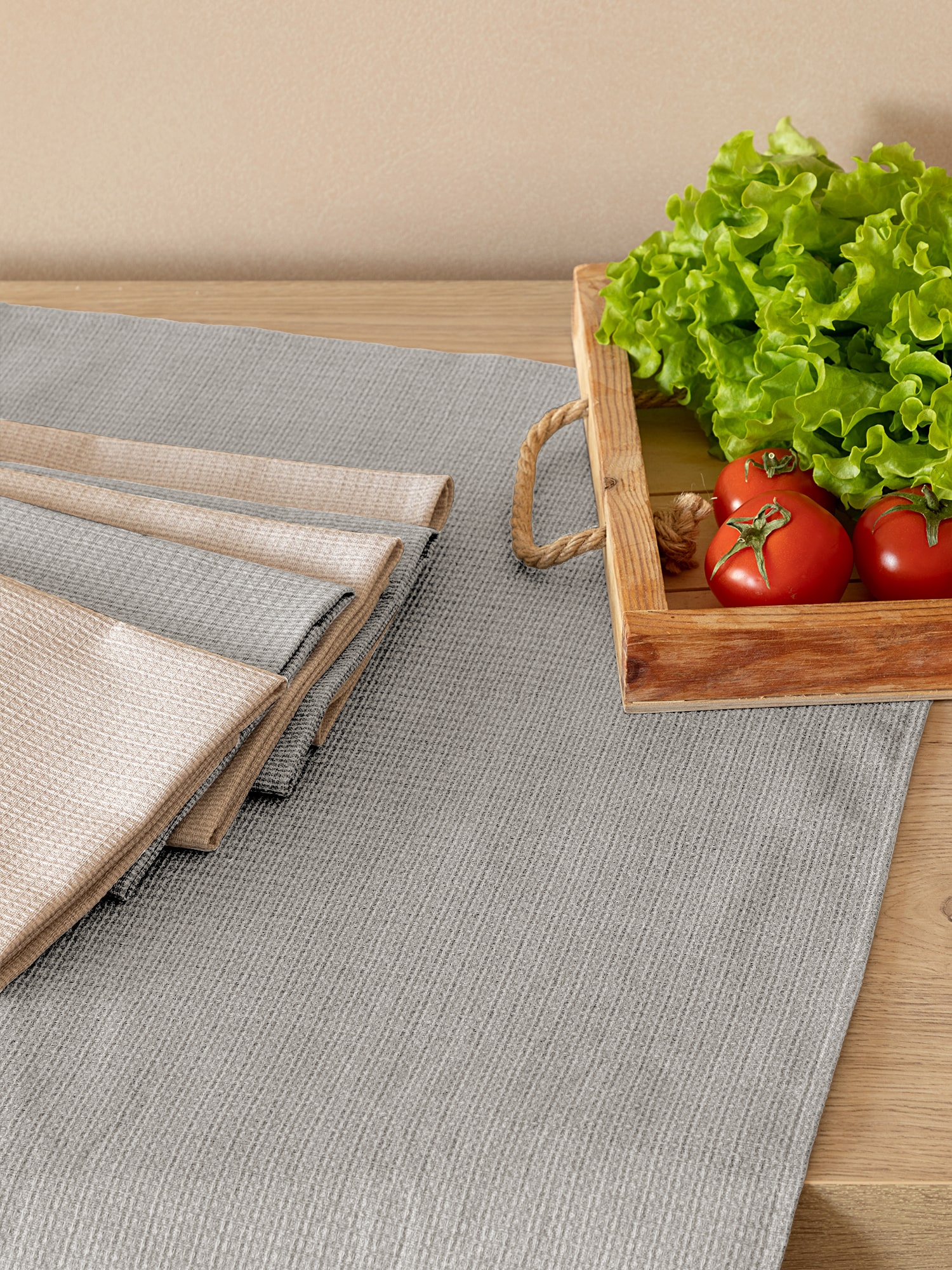 Комплект вафельных полотенец "Basic", светло-серый/бежевый, Унисон 1