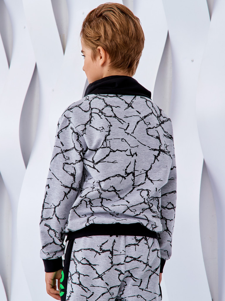 Худи с воротником-хомут "MAKE CONTACT", серый меланж, Juno 3