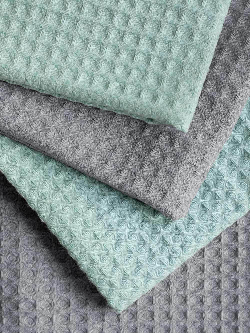 Комплект вафельных полотенец, серо-голубой/мятный, Mia Cara 5