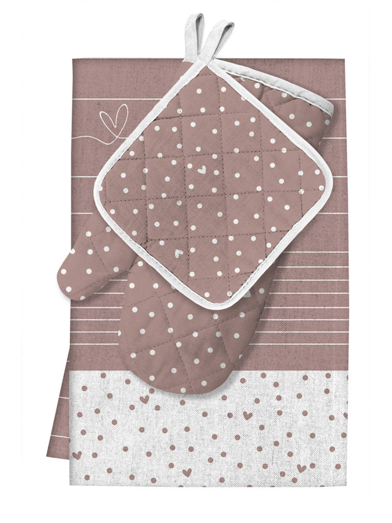 Кухонный набор (прихватка + прихватка-рукавица + фартук) "Love", Унисон 3