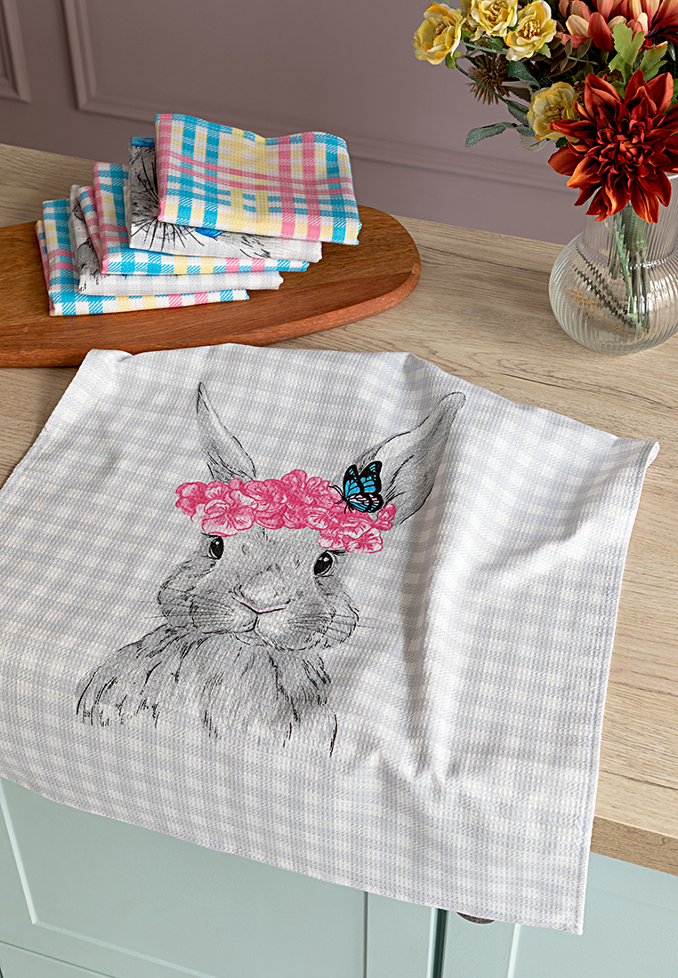 Комплект вафельных полотенец "Rabbit", 6 шт., Унисон 0