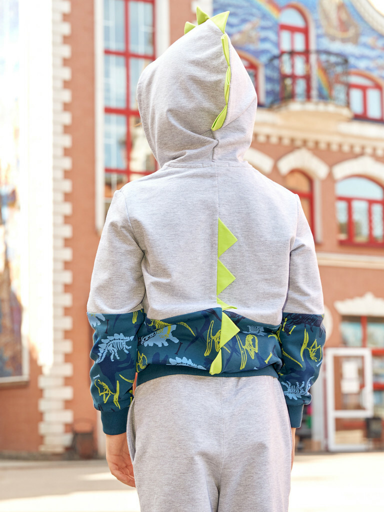 Худи JURASSIC WORLD Серый меланж Дино, Juno 4