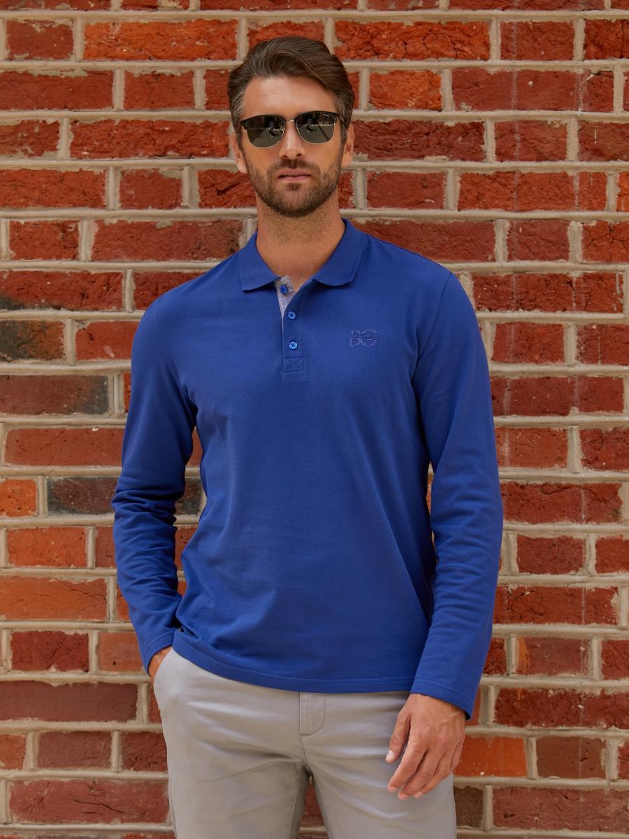 Лонгслив-поло "Human Nature", синий, BeGood 0