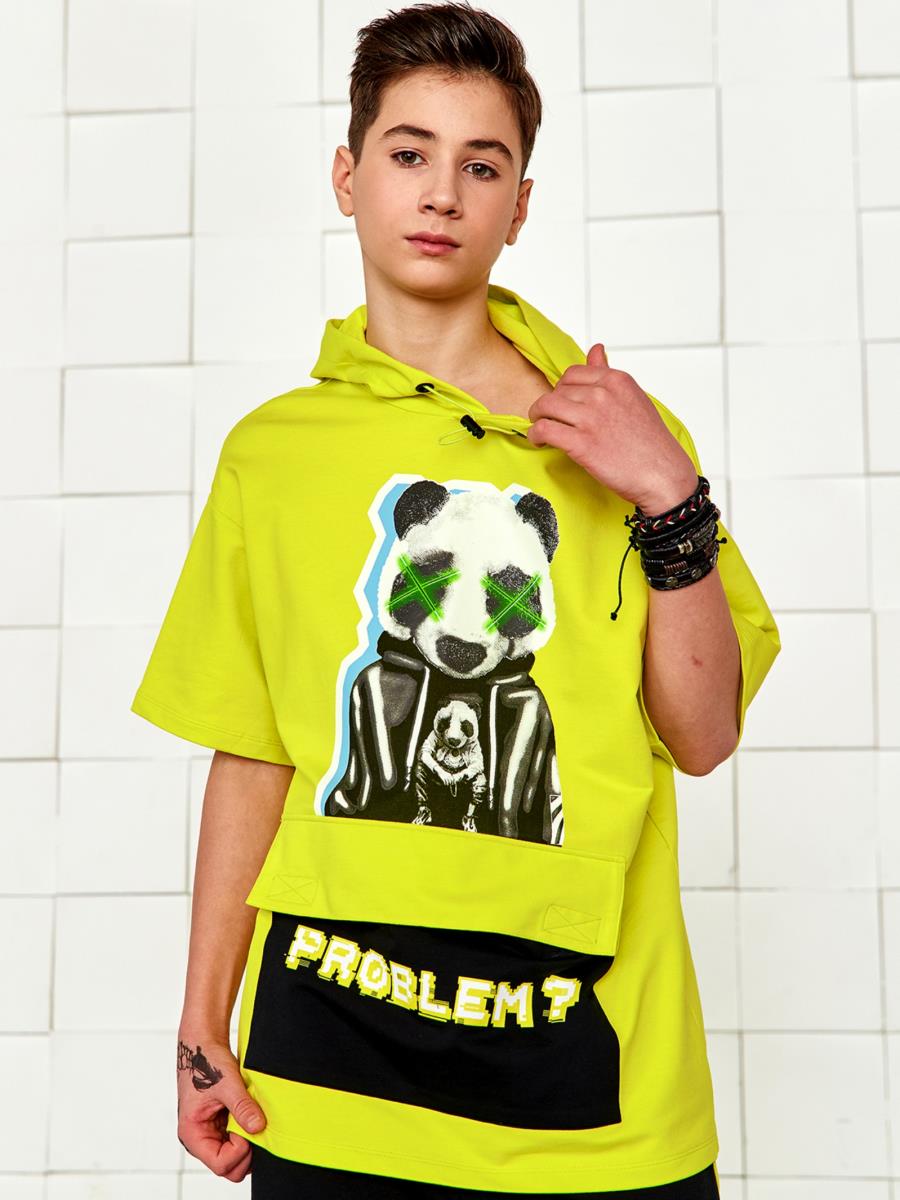 Худи-футболка с капюшоном MAD GAME Лайм, Juno 1