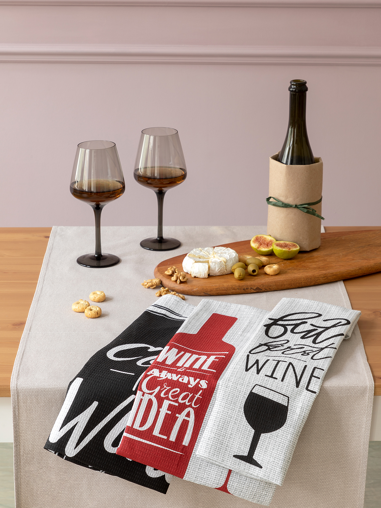 Комплект вафельных полотенец "Wine", Унисон 0