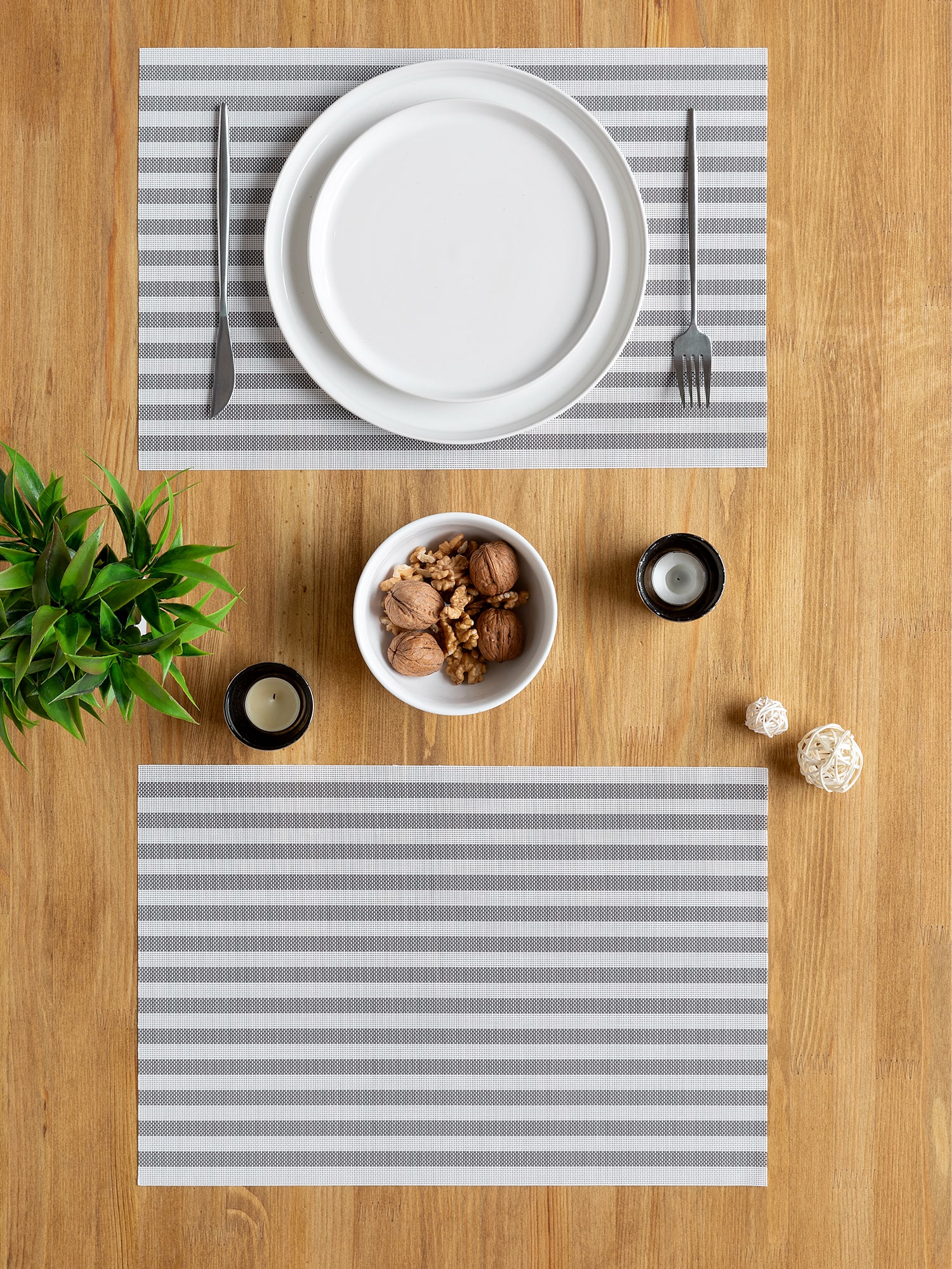 Комплект плейсматов плетеных 45х30 (4 шт.) "Унисон" Basic stripe denim 45х30 (4 шт.) 1