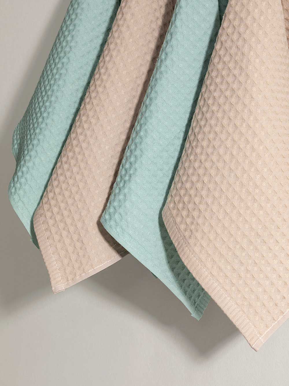 Комплект вафельных полотенец, кремовый/мятный, Mia Cara 1