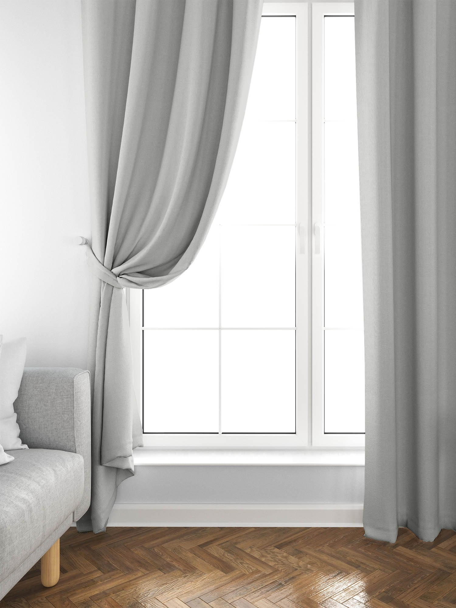 Комплект штор велюр с подхватами 200х270 (2 шт) Essential home рис Silver grey Унисон 1