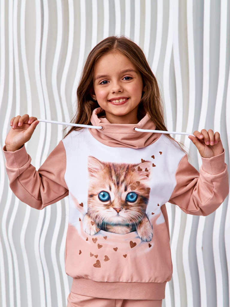 Худи с воротником-хомут "FLUFFY FRIENDS", розовый, Juno 5