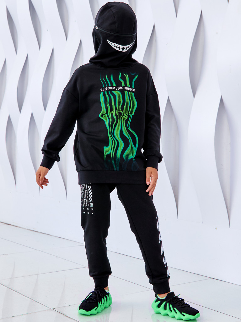 Худи с капюшоном на молнии "MAKE CONTACT", черный, Juno 1