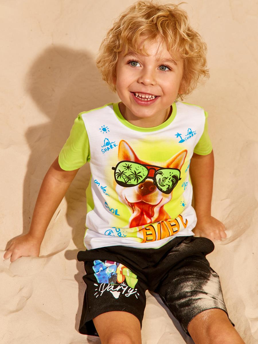 Футболка "SHARK SURFING", лайм, Juno 3