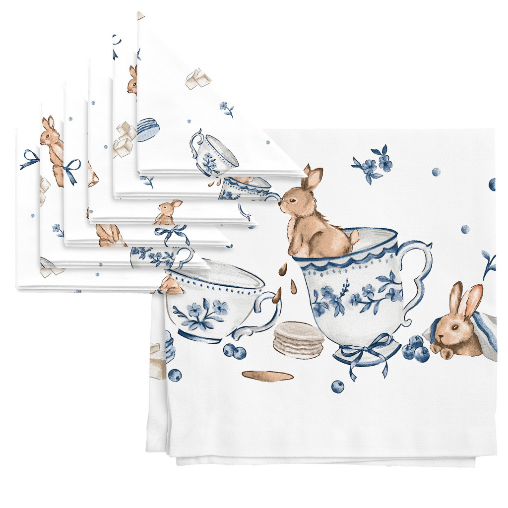 Комплект: скатерть рогожка + 6 салфеток "Зайчики", Mia Cara 2