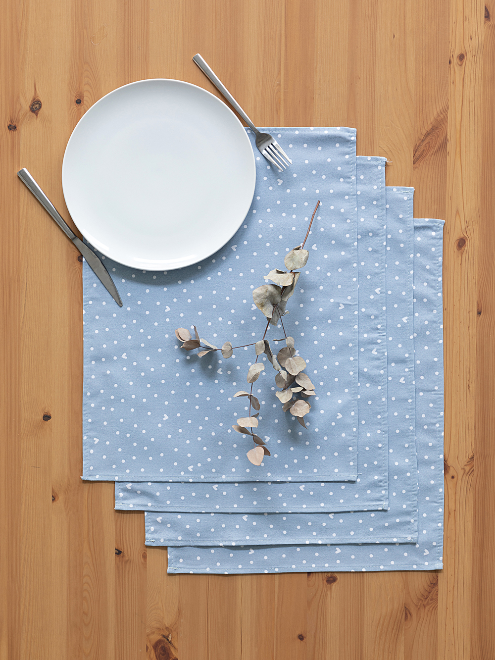 Комплект сервировочных салфеток "Love", голубой, Унисон 4