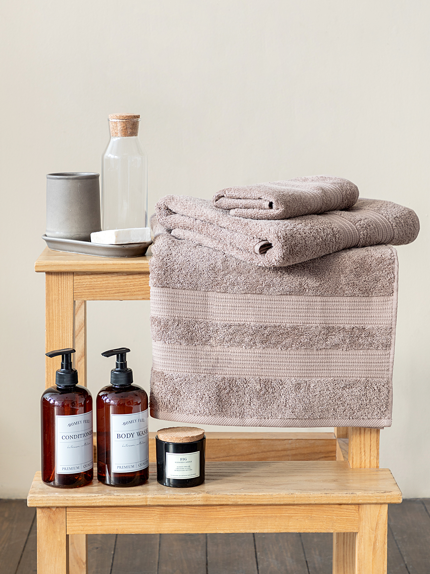 Комплект махровых полотенец "Raffle", тауп, Унисон 0