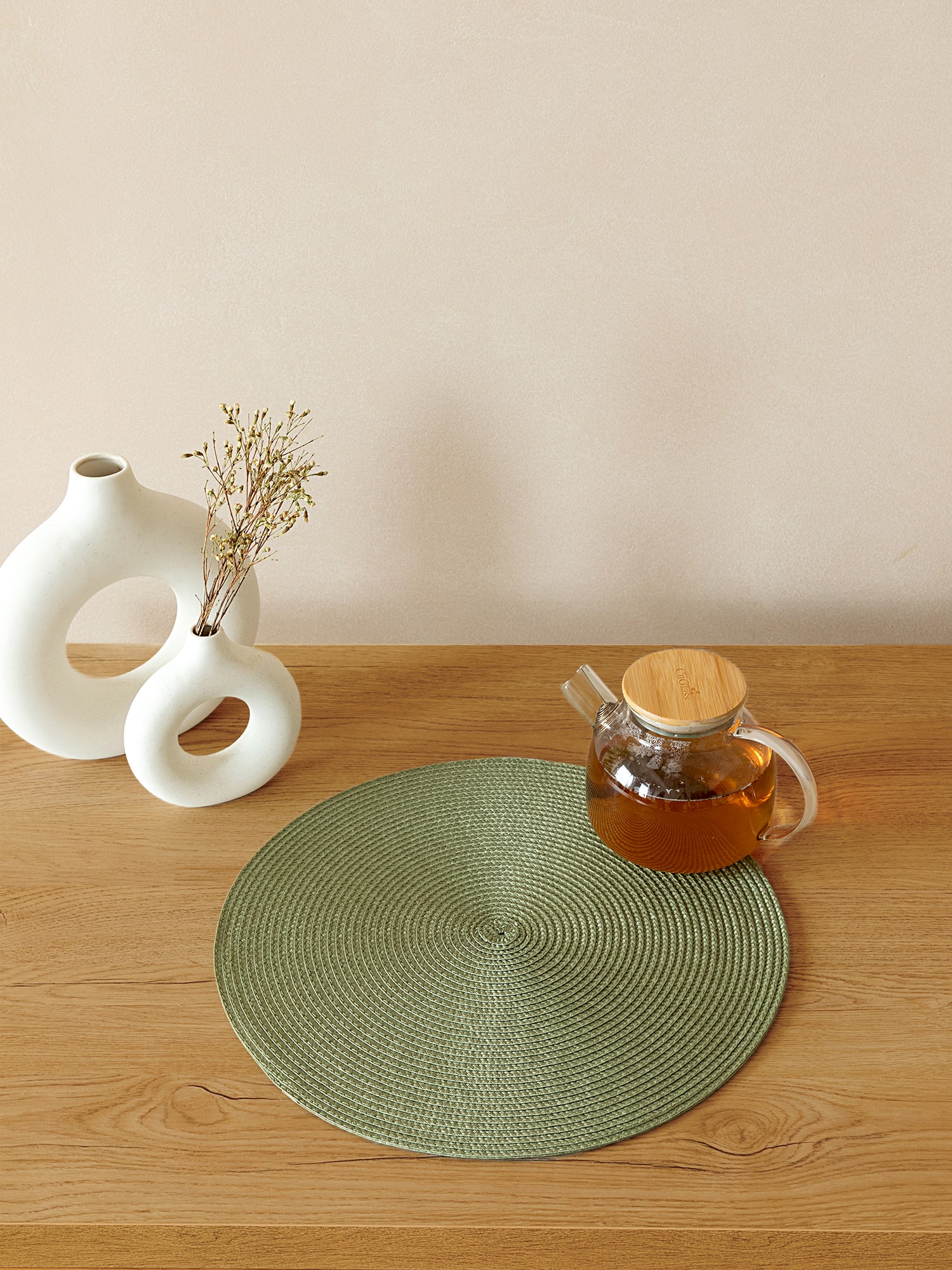 Комплект плейсматов плетеных "Унисон" зеленый 3