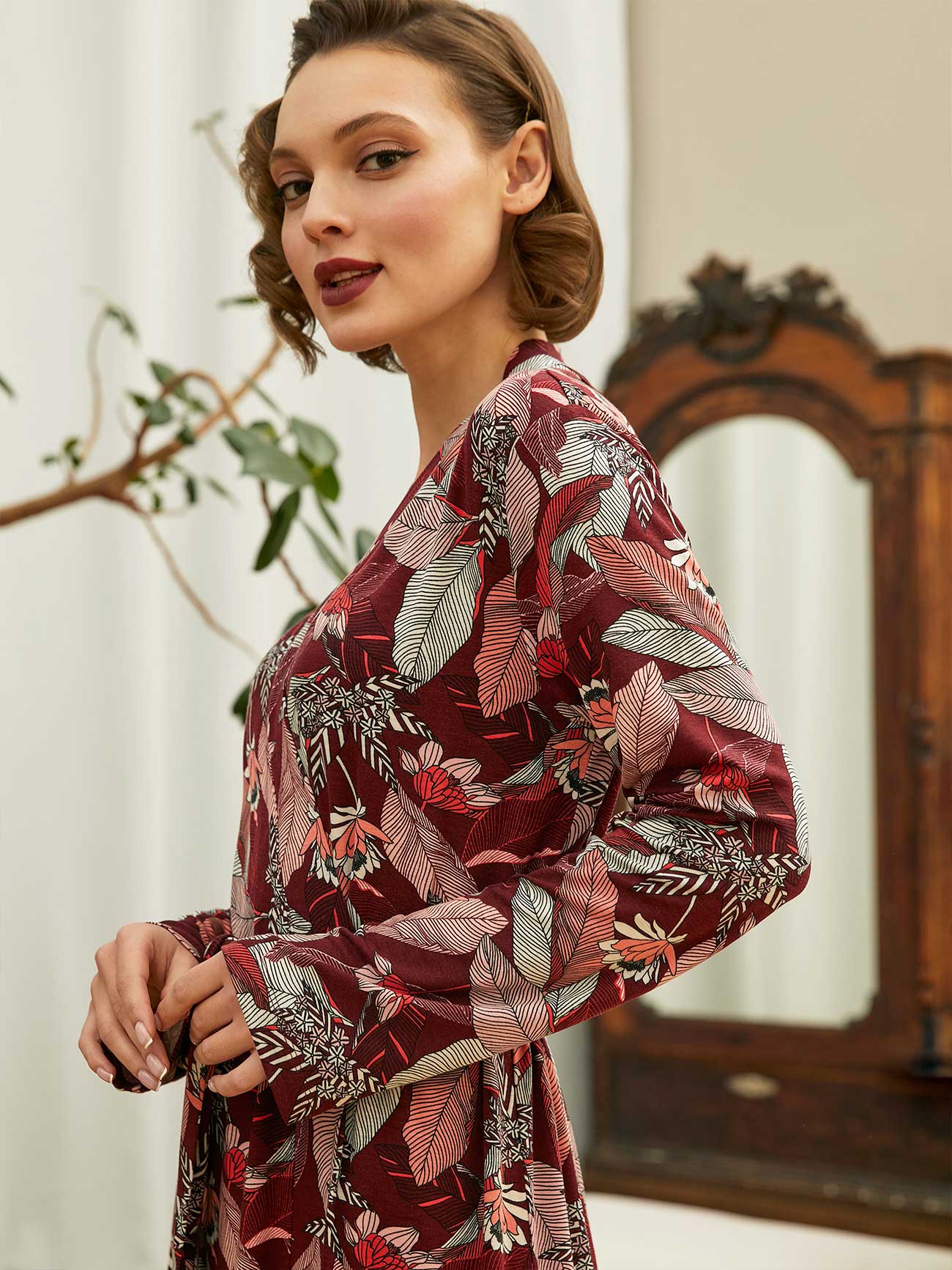 Халат Chinoiserie Винный Цветы, Mia Cara 3