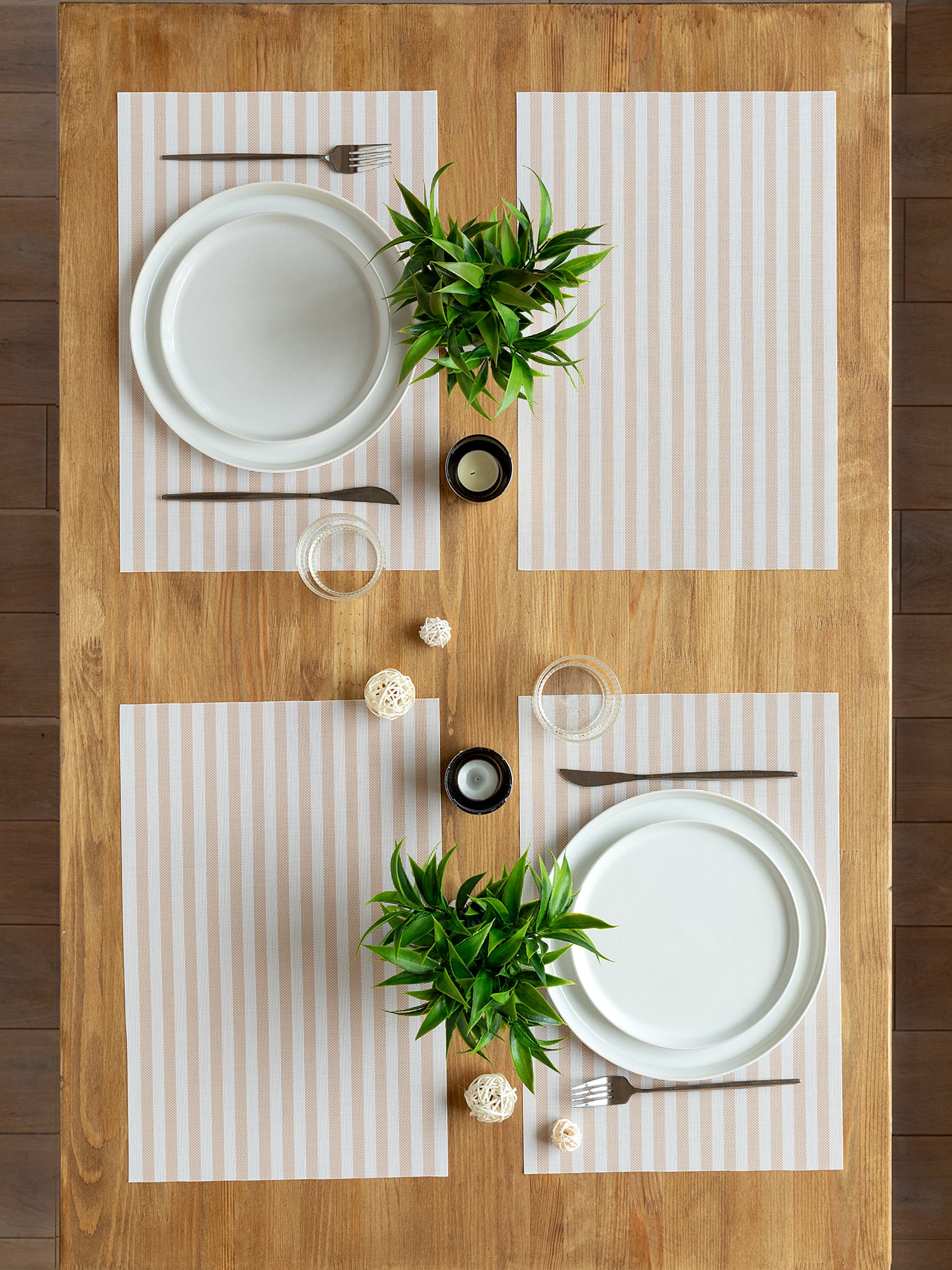 Комплект плейсматов плетеных "Унисон" Basic stripe beige 45х30 (4 шт.) 5