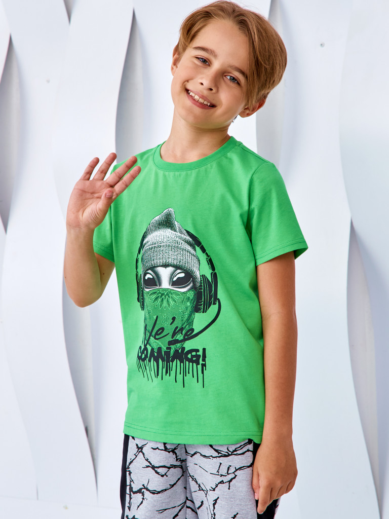 Футболка "MAKE CONTACT", лайм, Juno 0