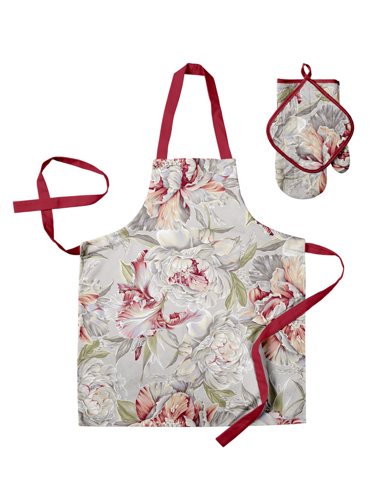 Кухонный комплект (фартук + прихватка + прихватка-рукавица) "Душистый пион", Mia Cara 2