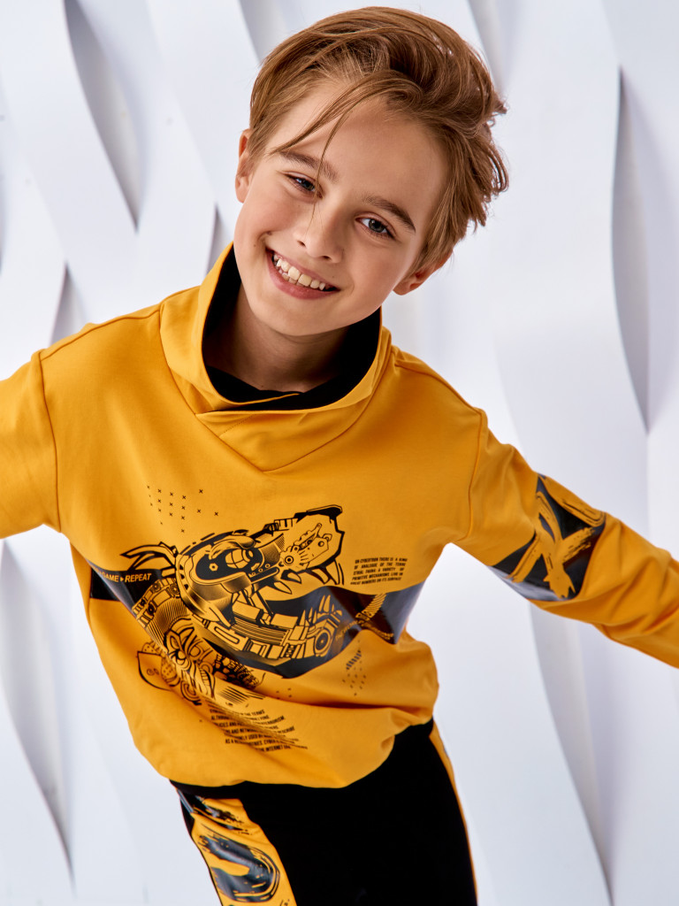 Худи с воротником-хомут "CYBER BRO", желтый, Juno 5