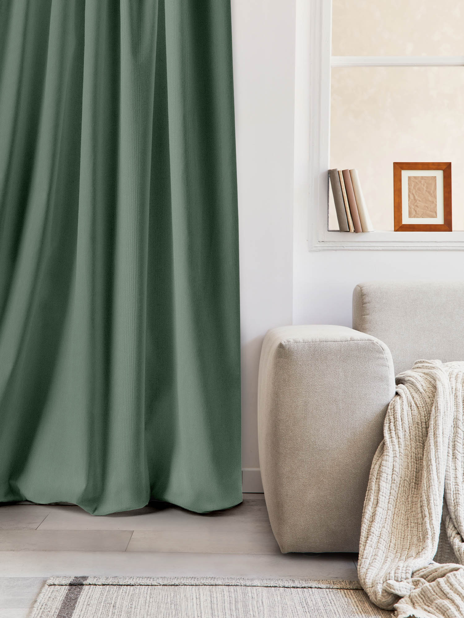 Штора Унисон Loft Cafe зеленая полоса 0