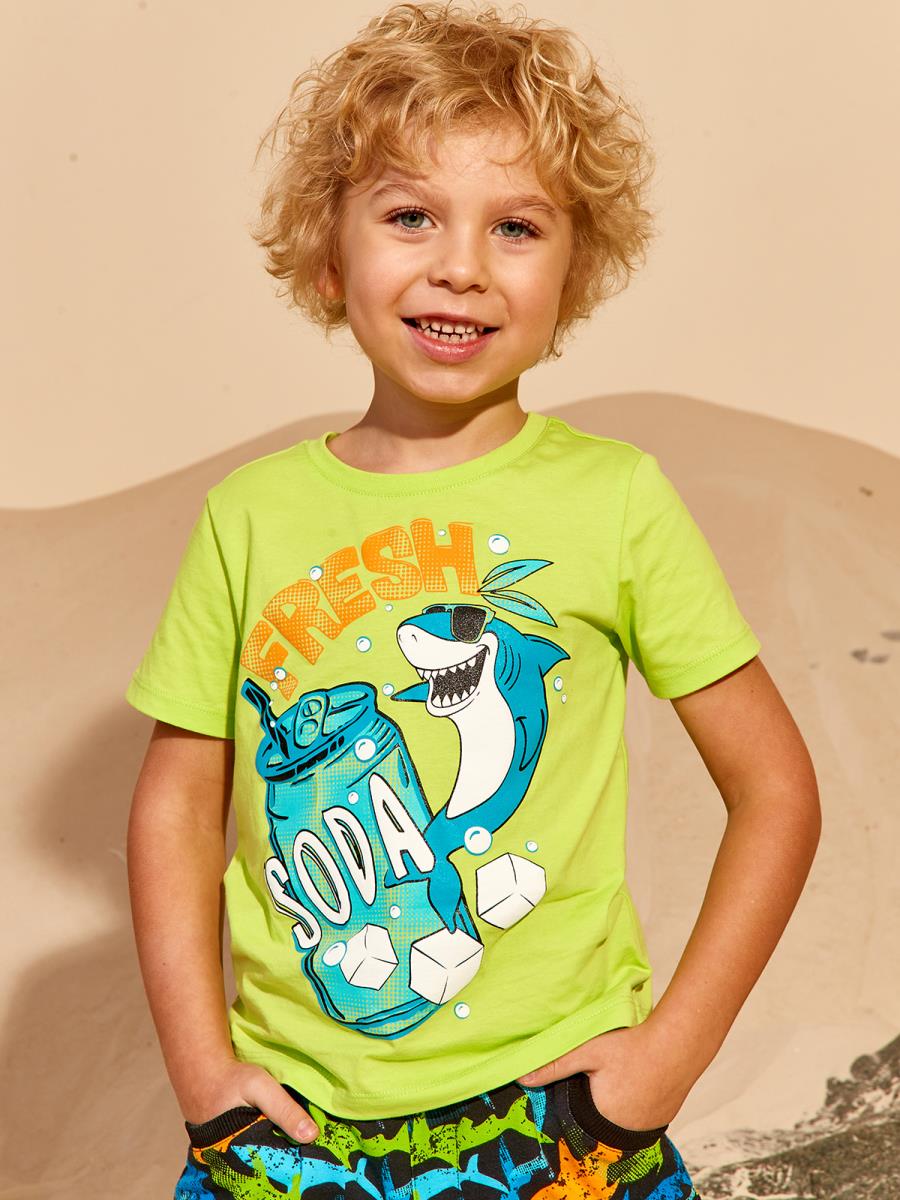 Футболка "SHARK SURFING", лайм, Juno 1
