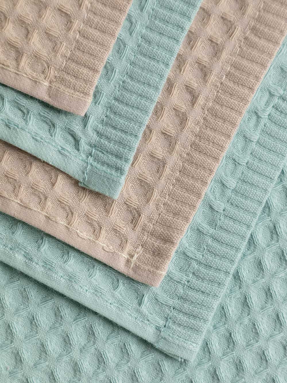 Комплект вафельных полотенец, кремовый/мятный, Mia Cara 3