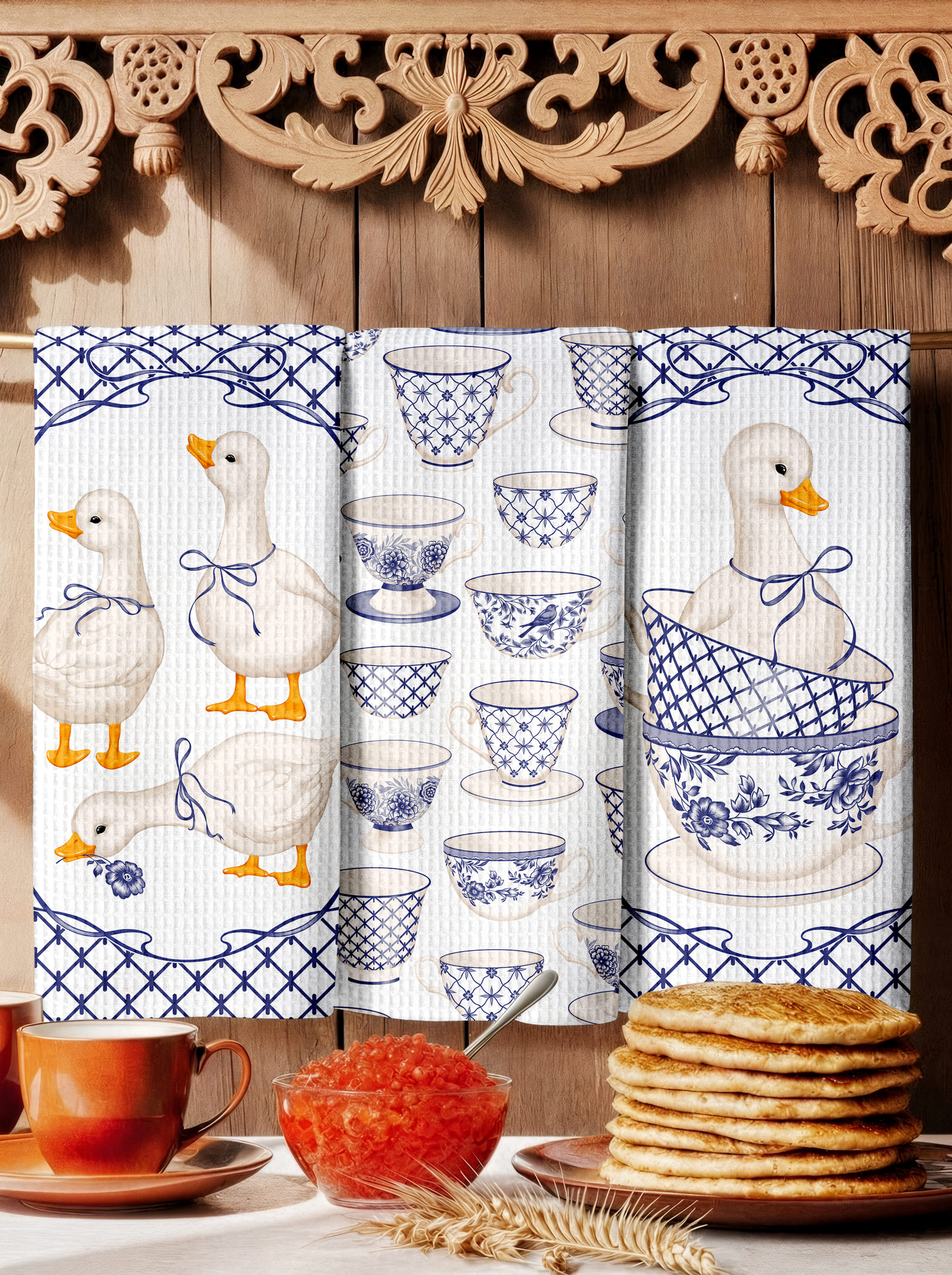 Комплект полотенец Унисон Гуси гжельские 0