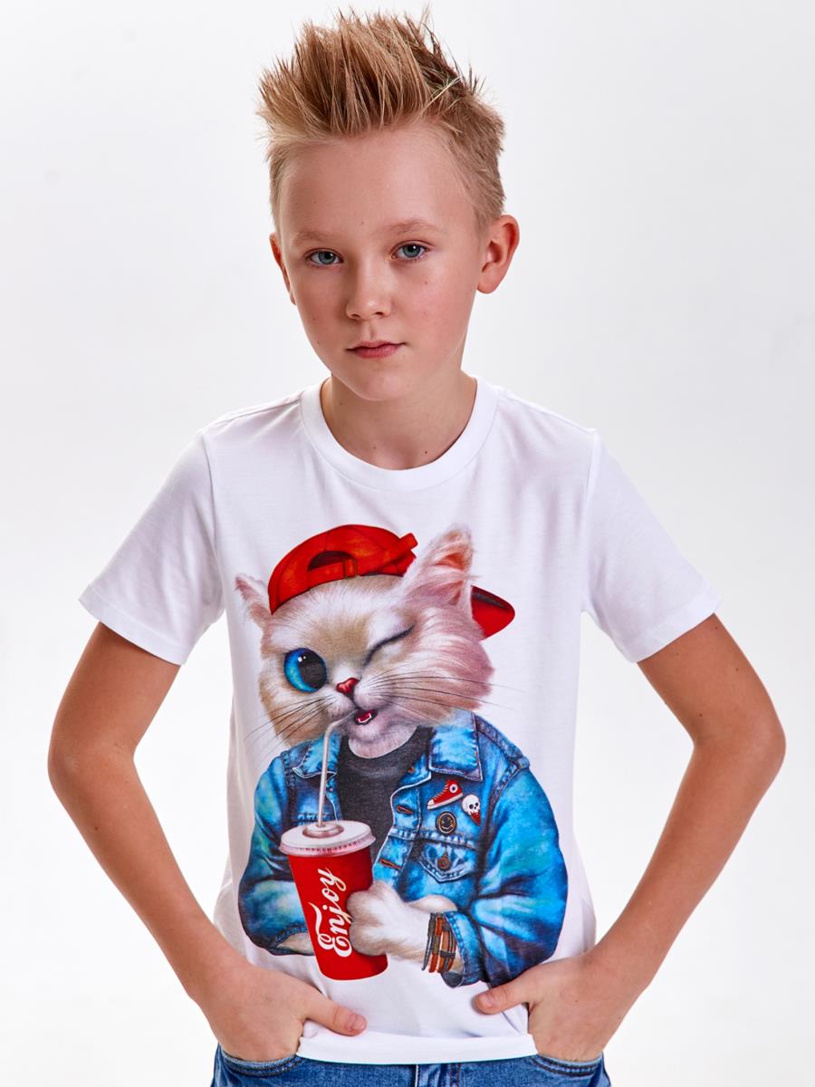 Футболка "Кот", белый, Juno 1