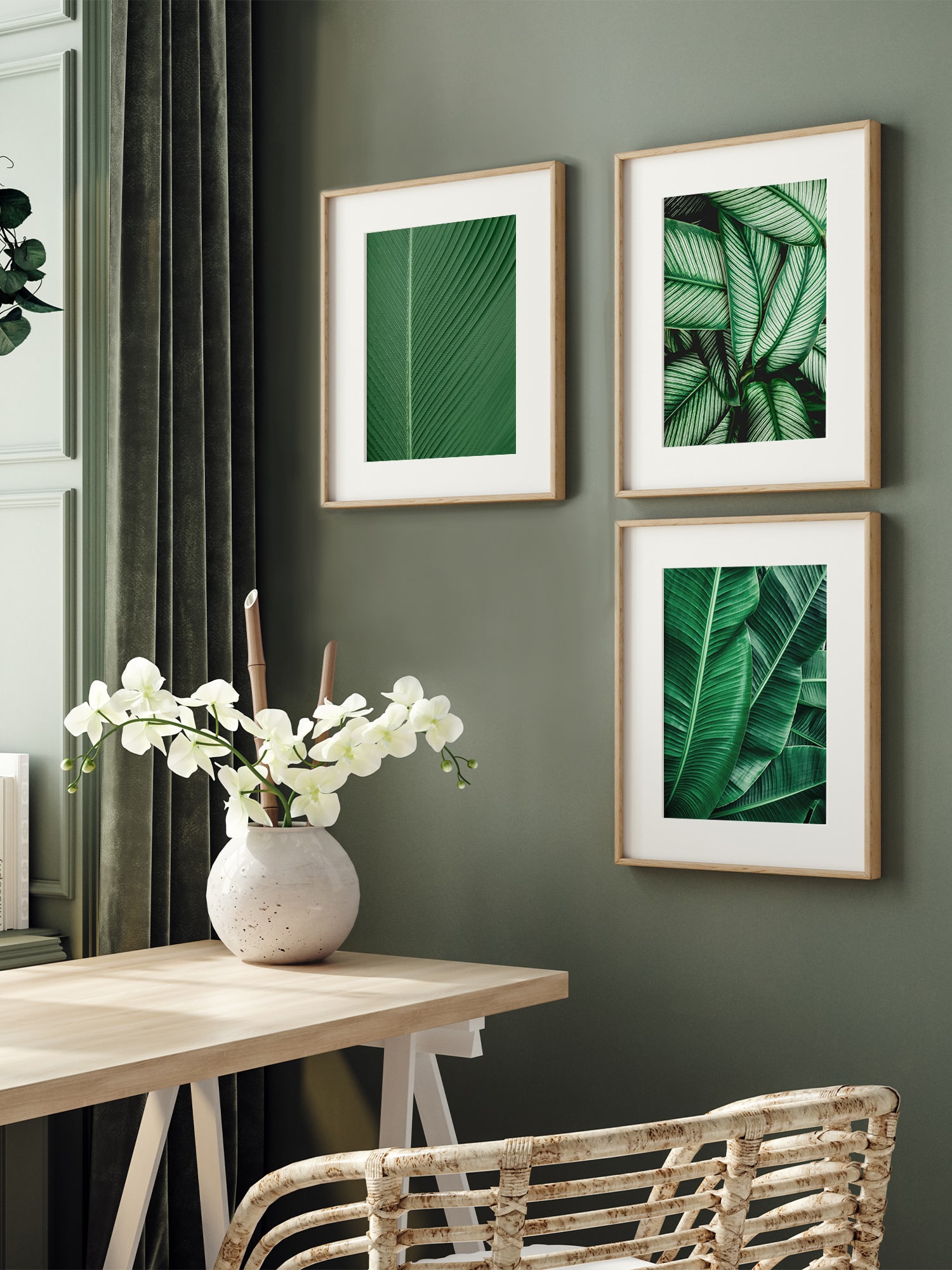 Набор из 3х постеров "Унисон" Tropical leaves 0