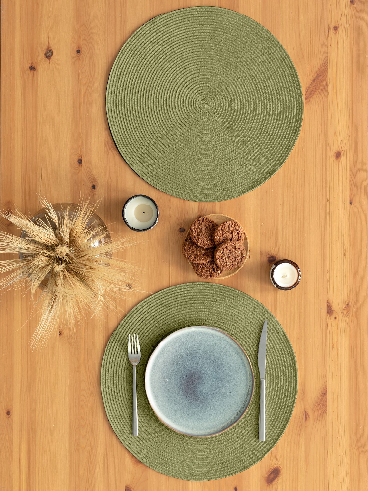 Комплект плейсматов плетеных "Унисон" зеленый 1