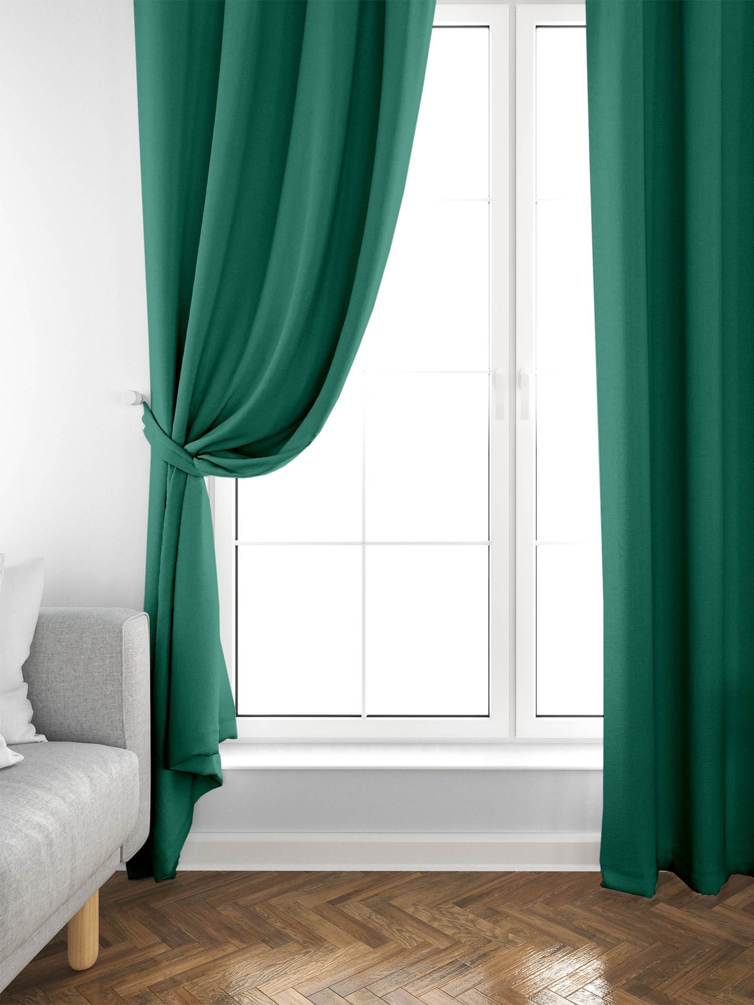 Комплект штор велюр с подхватами 200х270 (2 шт) Essential home рис Teal green Унисон 1