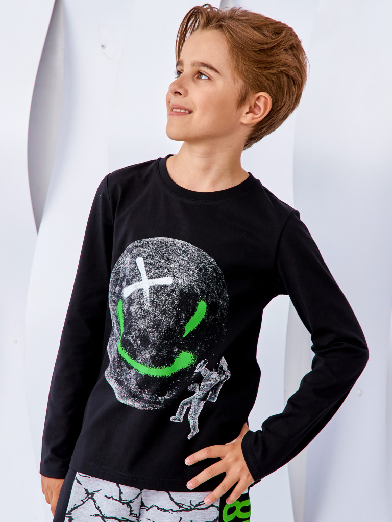 Лонгслив "MAKE CONTACT", черный, Juno 5