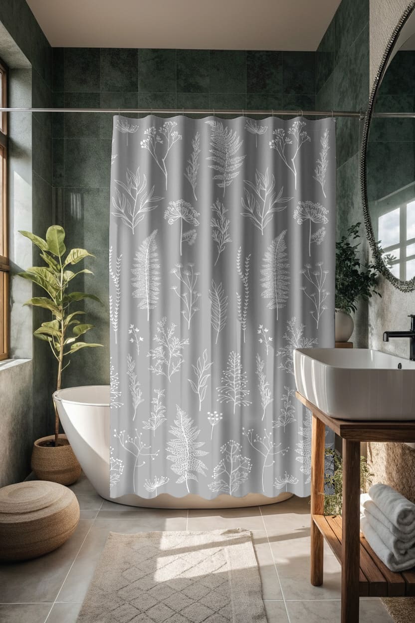 Штора Унисон Ботаника серая 0