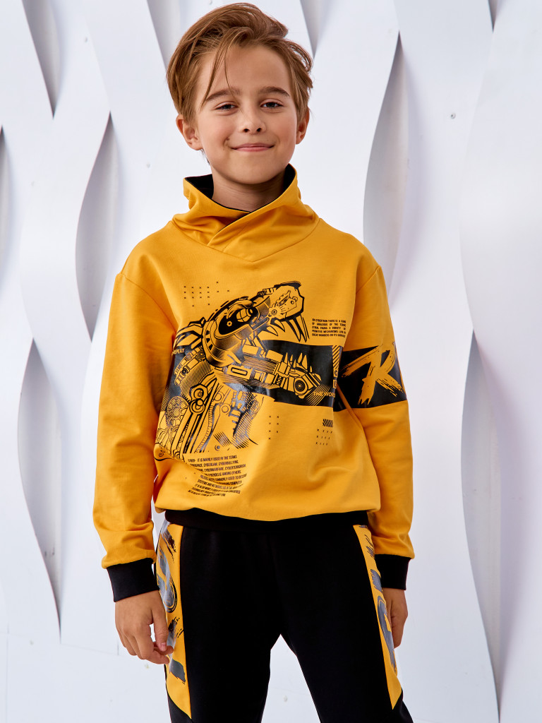 Худи с воротником-хомут "CYBER BRO", желтый, Juno 3