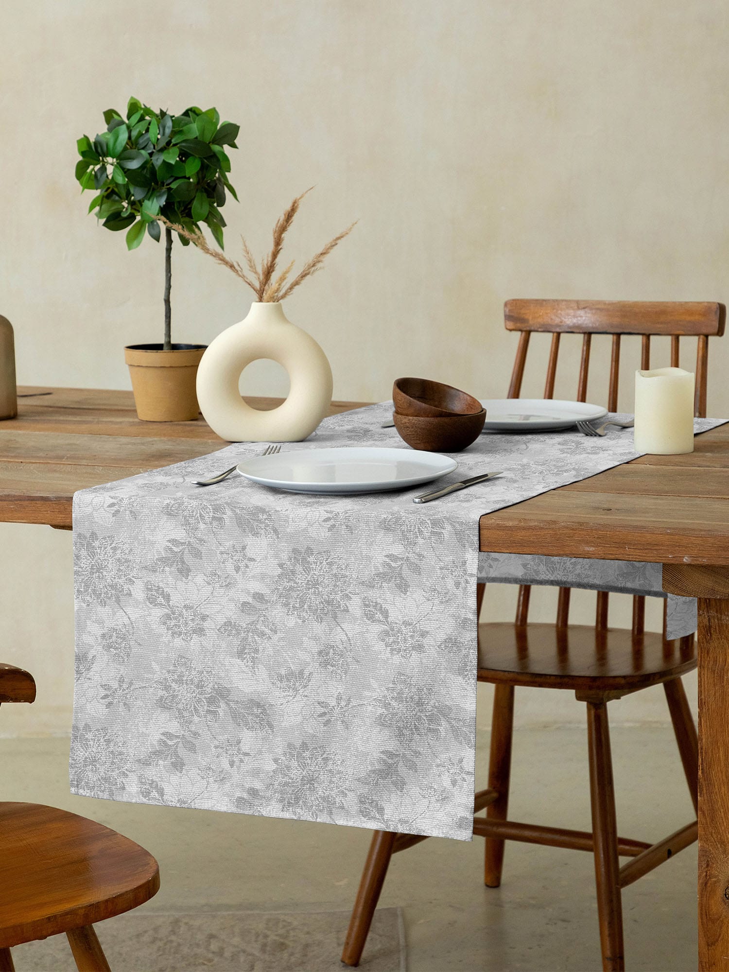 Скатерть-дорожка Унисон Grey jacquard 0