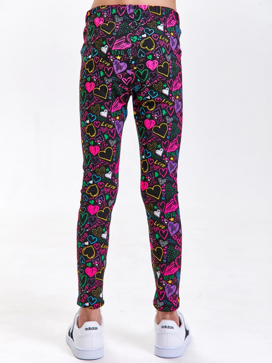 Брюки LEGGINGS Черный Сердечки, Juno 1