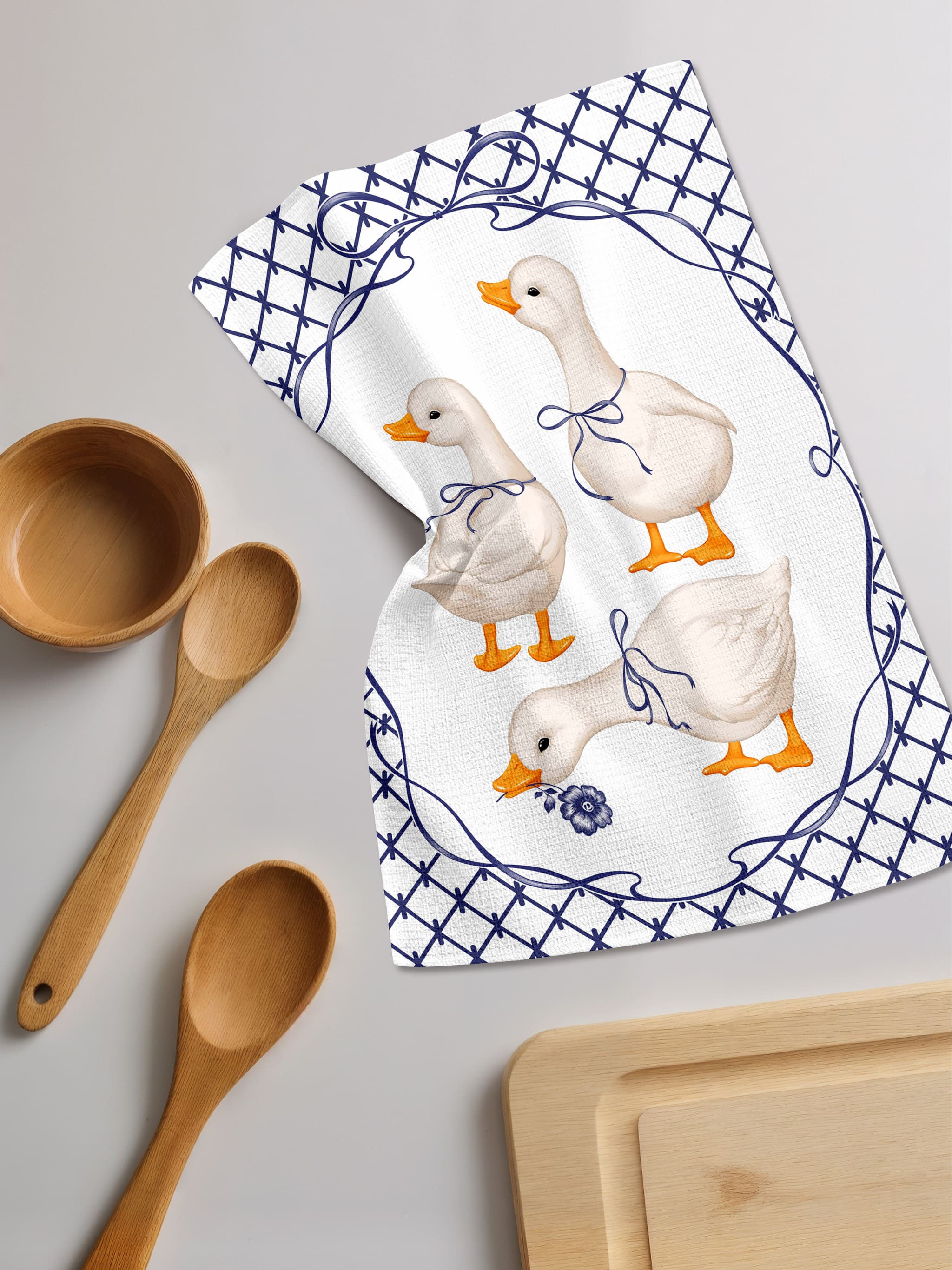 Комплект полотенец Унисон Гуси гжельские 4