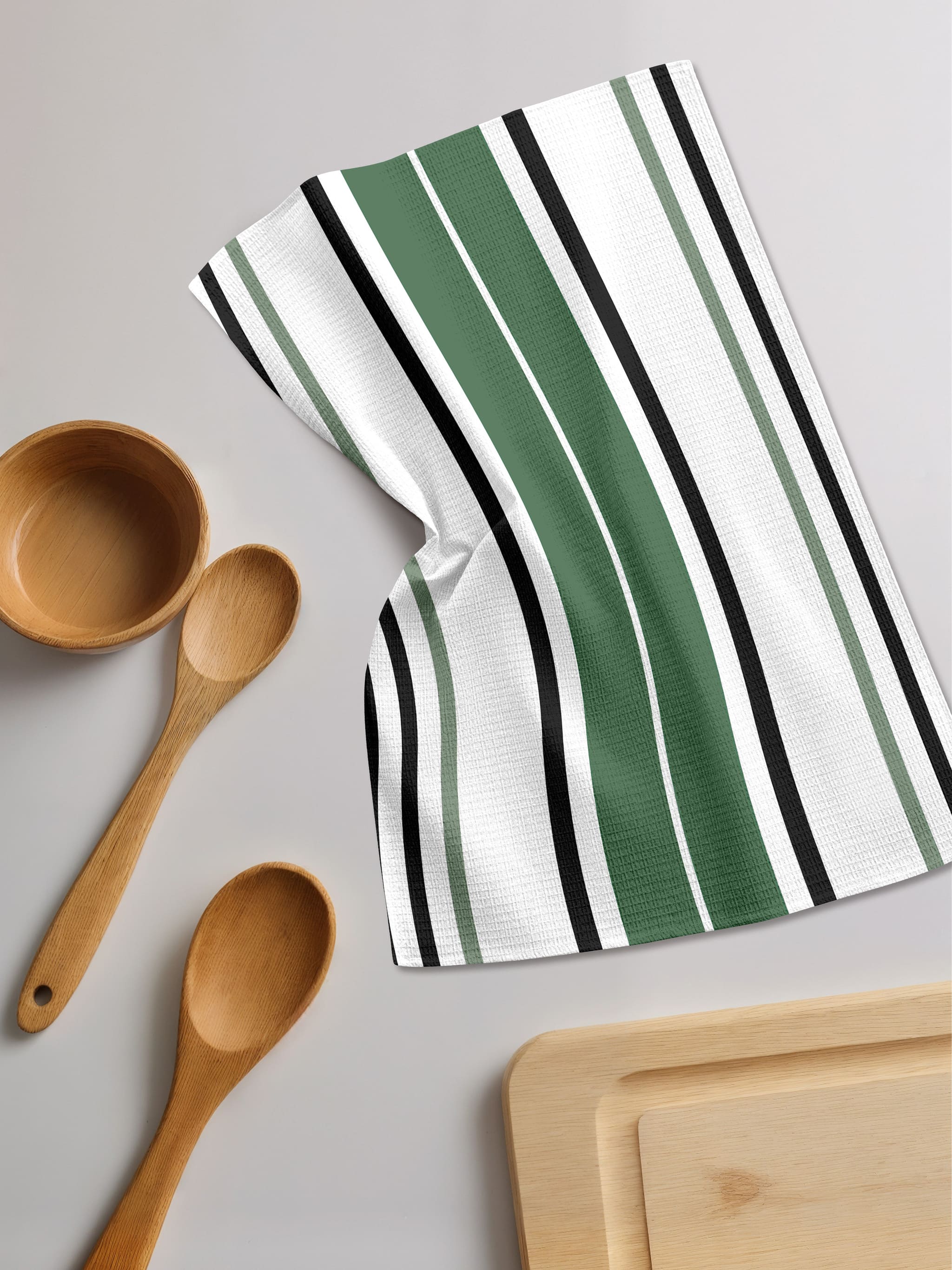 Комплект полотенец Унисон Узор в полоску зеленого цвета 3